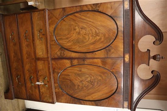 A George III Channel Islands style mahogany linen press, converted to a hanging wardrobe W.128cm